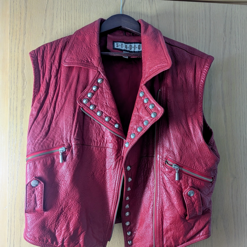 Studio Women's Red Leather Vest